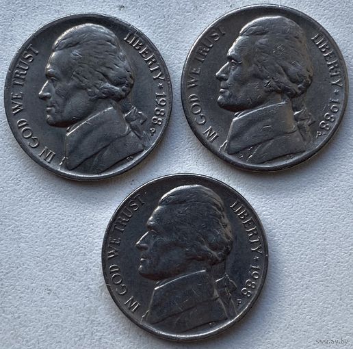 США 5 центов 1988 г. Р Цена за 1 шт.