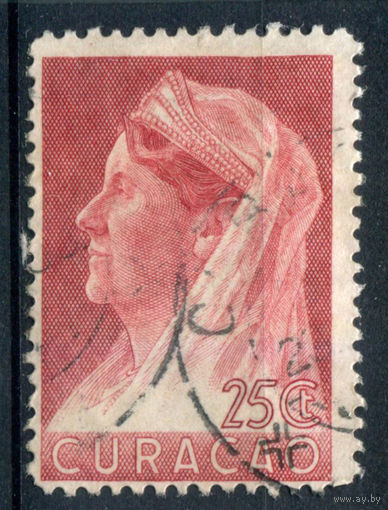 Нидерландские колонии - Кюрасао - 1936/39г. - королева Вильгельмина, 25 с - 1 марка - гашёная [Mi 154]. #3-WB-89-A-1