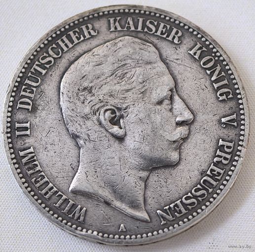 5 марок 1904 год, Германия Пруссия серебро