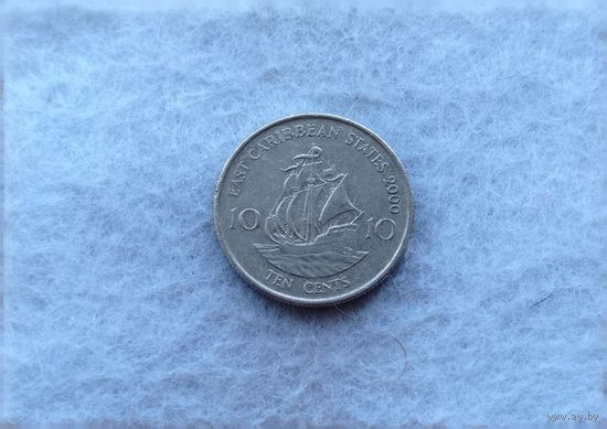 Werty71 Карибские острова 10 центов 2000 Елизавета 2  Карибы Корабль