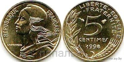 Франция 5 сантимов 1998