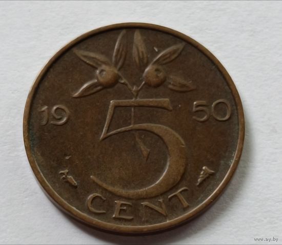 Нидерланды. 5 центов 1950 года.