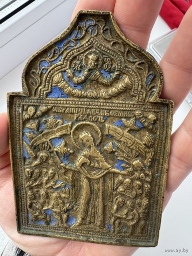 Икона. "Всех Скорбящих Радость" с одной эмалью