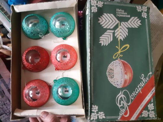Набор елочных игрушек в родной коробке СССР Руденск