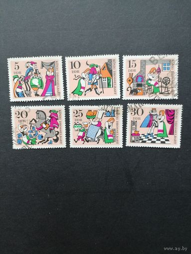 ГДР 1967 Полная серия марок "Сказка: король Дроздобород" (спецгашение с клеем без наклеек) Mi.1323-1328 каталог 6.00 евро