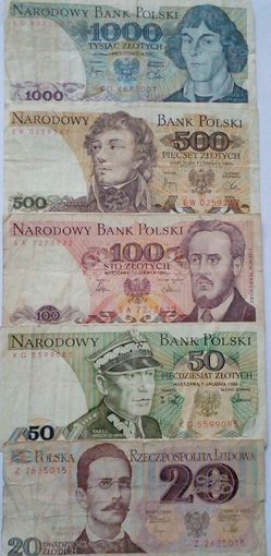 Польша.Весь комплект банкнот под советским протекторатом.