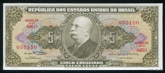 Бразилия 5 крузейро 1962-64 гг. P176d. Серия 4461. UNC