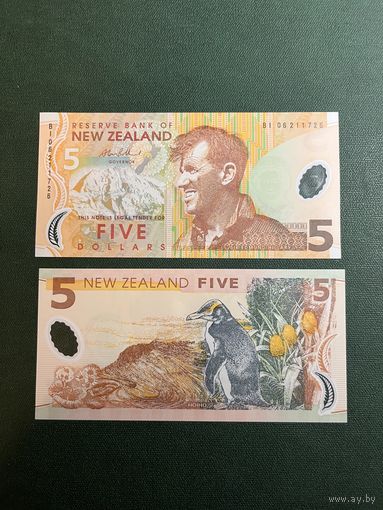 Новая Зеландия 5 долларов 2005 г P-185b.3 полимер UNC
