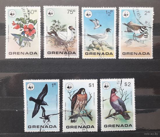 Гренада 1978г. Серия "Птицы". 7 марок из 8. гаш.