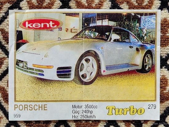 Вкладыш Turbo (Турбо) 5 серия (261-330, Yellow, золотая толстая рамка), номер 279, Porsche 959. #1. Возможен небольшой торг.