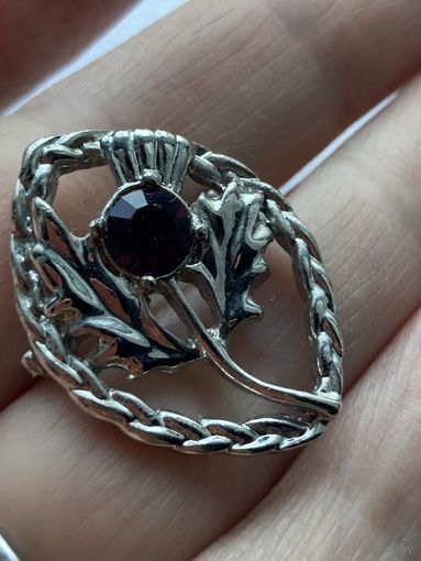 Брошь Чертополох под серебро Англия 60-е