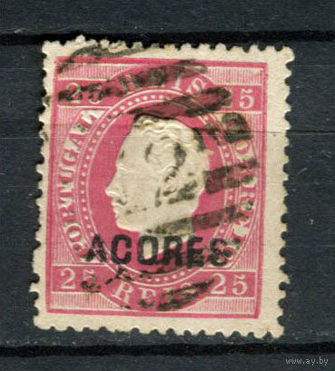 Португальские колонии - Азорские острова - 1871/1875 - Надпечатка ACORES на марках Португалии. Король Луиш I 25R - [Mi.19 III A] - 1 марка. Гашеная.  (Лот 47AQ)