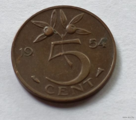 Нидерланды. 5 центов 1954 года.
