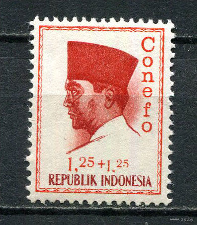 Индонезия - 1965 - Президент Сукарно 1,25R + 1,25 - [Mi.474] - 1 марка. MNH.  (Лот 68Fe)-T25P14