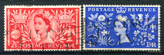 Великобритания - 1953г. - коронация королевы Елизаветы II - 2 марки - гашёные. #3-GB-89-C-1