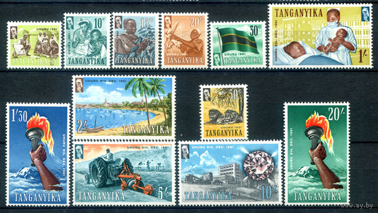 Танганьика - 1961г. - День Независимости - 12 марок - полная серия, MNH, 4 марки с незначительным дефектом клея [Mi 98-109]. #3-WB-Z-1-24