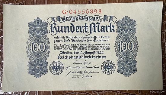 Банкнота 100 марок 1922 год. Веймарская республика.