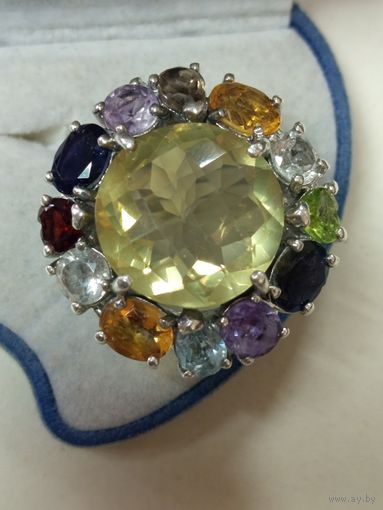 Кольцо, серебро,натуральные камни,бирка
