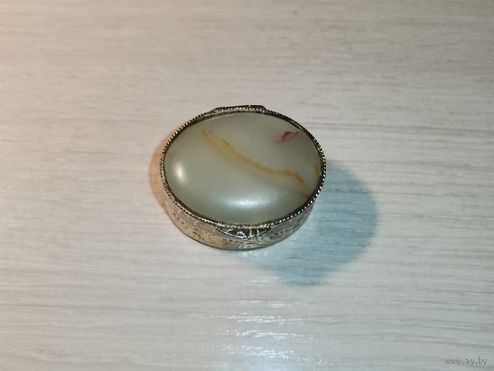 Металлическая таблетница с вставкой из оникса, размер 4*3*2 см., Италия.