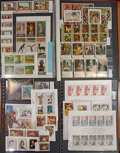 Большой лот чистых иностранных марок на тему живопись, исторические события, 2500 лет образования Персидской Империи, Шах Персии Мохаммед Реза Пехлеви, высокий каталог