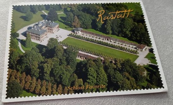 Посткроссинг. Открытка из Германии: Раштатт, дворец (10х15). Прошла почту. Марки, чёткий штемпель.