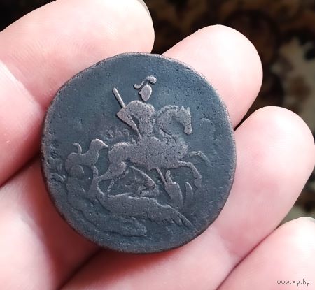 2 копейки 1757 г., перечекан.