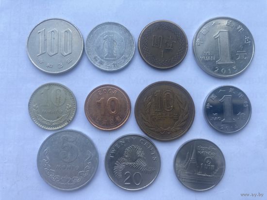 Южная Корея,Монголия,Китай,Тайланд,Тайвань ,Сингапур,Япония.(набор монет Азии  одним лотом )-2