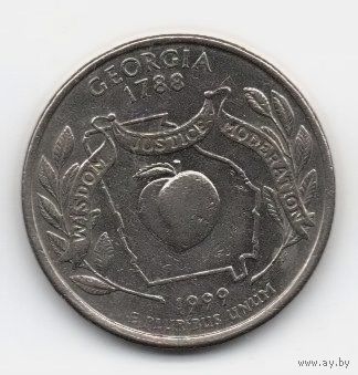 СОЕДИНЁННЫЕ ШТАТЫ АМЕРИКИ 1/4 ДОЛЛАРА 1999 D. ШТАТ ДЖОРДЖИЯ