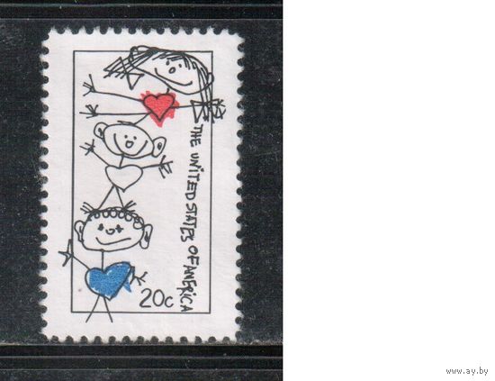 США-1984, (Мих.1713) , * (без клея)., Детский рисунок (одиночка),