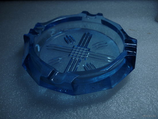 Пепельница 60-ые СССР Синее Стекло