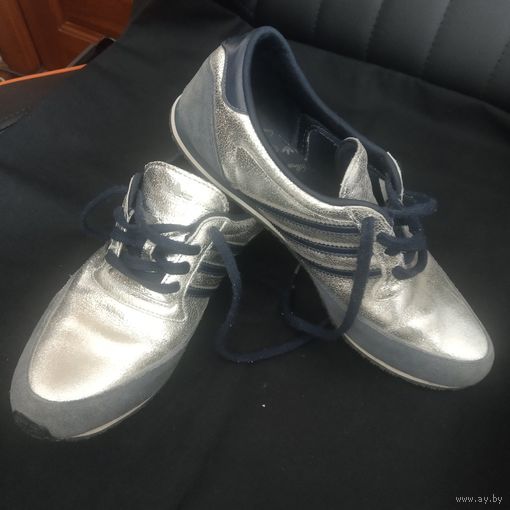 ADIDAS Кроссовки серебристые Кожа натуральна Обувь длина стельки 24,5 см