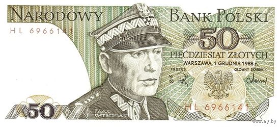 Польша 50 злотых образца 1988 года UNC p142c