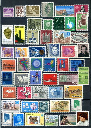 Марки разных стран 1 - 50+ марок - MNH, несколько марок с незначительными дефектами клея. #O-W-68-C-1
