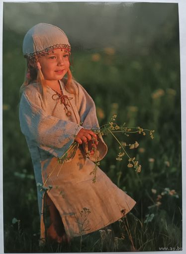 Прывитанне з Беларуси! Девочка. Открытка, глянец