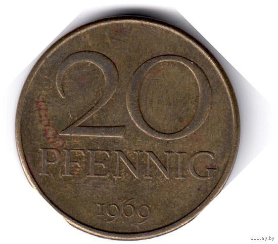 ГДР. 20 пфеннигов. 1969 г.