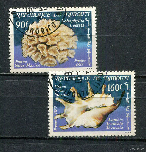Джибути - 1989 - Морская фауна - [Mi. 516-517] - полная серия - 2 марки. Гашеные.  (Лот 31HS)-TG3P11