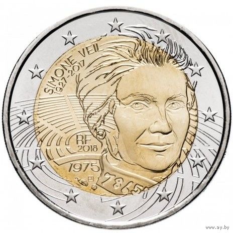Франция 2 евро, 2018 Симона Вейль UNC