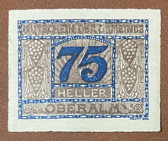 Нотгельд Австрия Оберальм  20 геллеров 1920 год