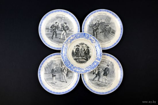 Декоративные тарелки, 5 шт., 19 век,  Франция
