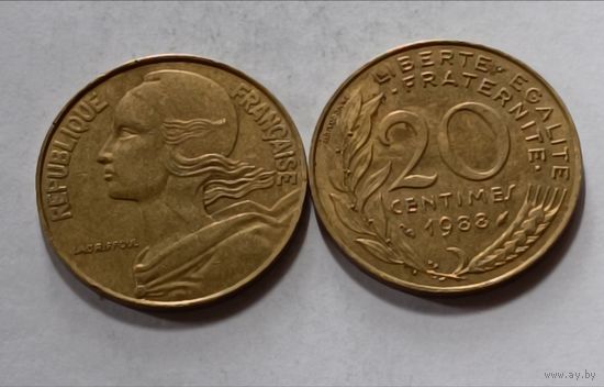 Франция. 20 сантимов 1988 года.
