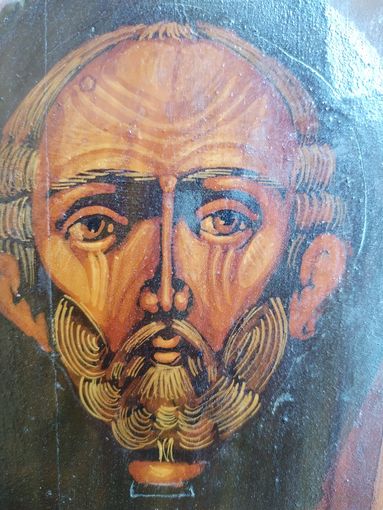 Старинная икона Николая чудотворца с предстоящими святыми.