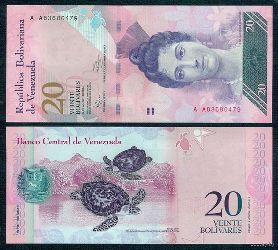 Венесуэла 20 боливара 2014 год, UNC