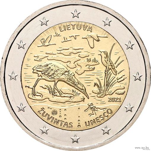 2 евро 2021 Литва Жувинтас UNC из ролла