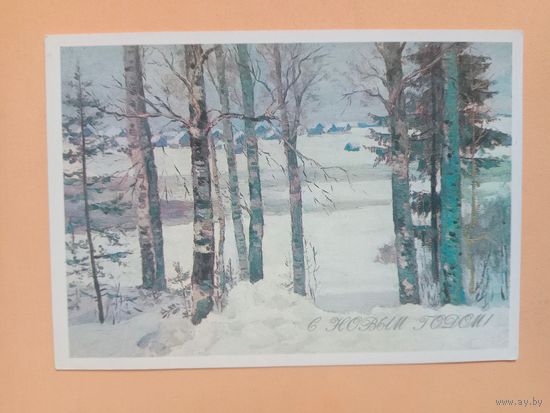 Открытка С Новым годом,Скорубская 1982,чистая