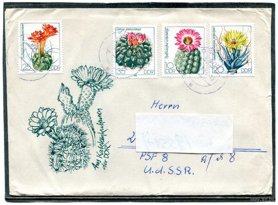 ГДР. КПД прошедшее почту. Кактусы. 1983