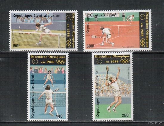 ЦАР-1986,(Мих.1265-1268)  **  , Спорт,   ОИ-1988, Теннис(полная серия)