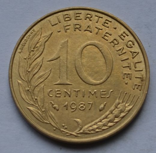 Франция, 10 сантимов 1987 г.