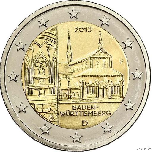 2 евро 2013 Германия Монастырь Маульбронн, Баден-Вюртемберг дворы A G F D J UNC из ролла на выбор