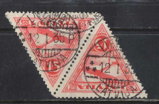 Латвия Респ Авиа 1931 Моноплан Брелио над Ригой Латы пер 11,5 Сцепка #178Ау