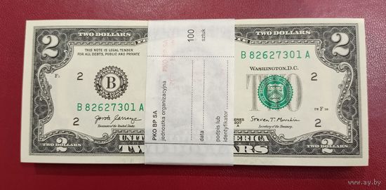 Корешок! 2 доллара США 2017А. 100 штук (пачка)